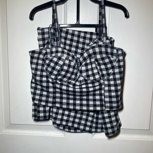 Plaid Top & Skirt Bottom Set